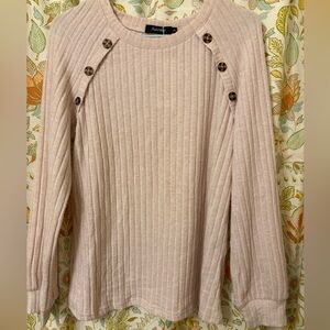 NWT Pink Ribbed Sweater with Button Detail